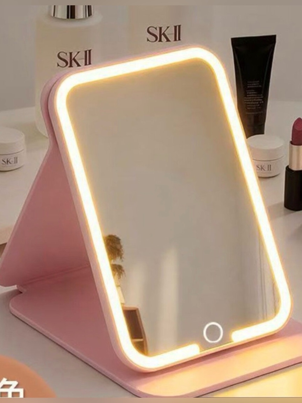 Pink LED Dimmable Foldable Travel Mirror